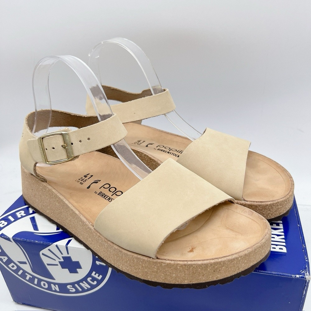 Birkenstock Glenda Sandals Platform Wedge Sandcastle Nubuck Wms EU 41 US 10-10.5